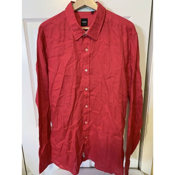 Boss Hugo‎ Boss Men’s Sz XL Reg Fit (Lucas) Pink Button Shirt - Picture 1 of 6